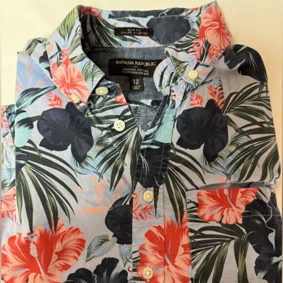 Banana Republic Organic Cotton Floral Button Down Shirt XS - Picture 2 of 3